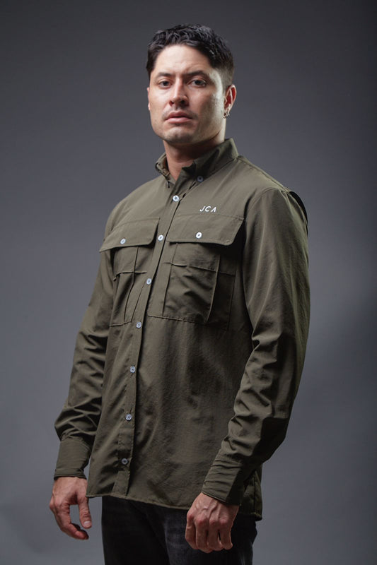 Camisa Verde Militar Hombre